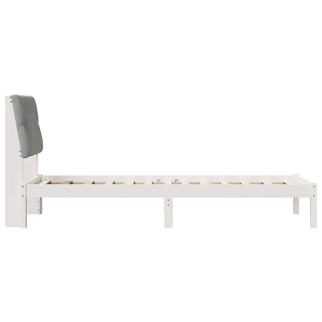 vidaXL Ramka łóżka z tapicerowanym wezgłowiem Biały 75 x 190 cm
