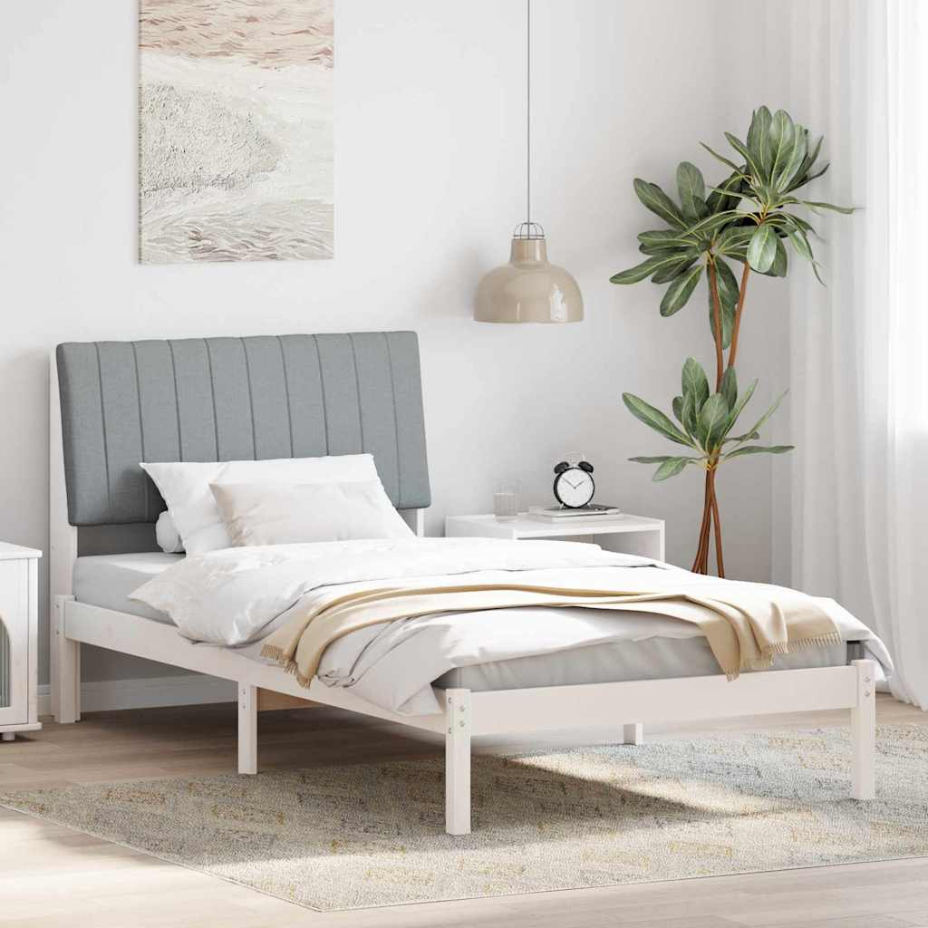 vidaXL Ramka łóżka Z zagłówkiem Biały 100 x 200 cm Lite drewno sosnowe