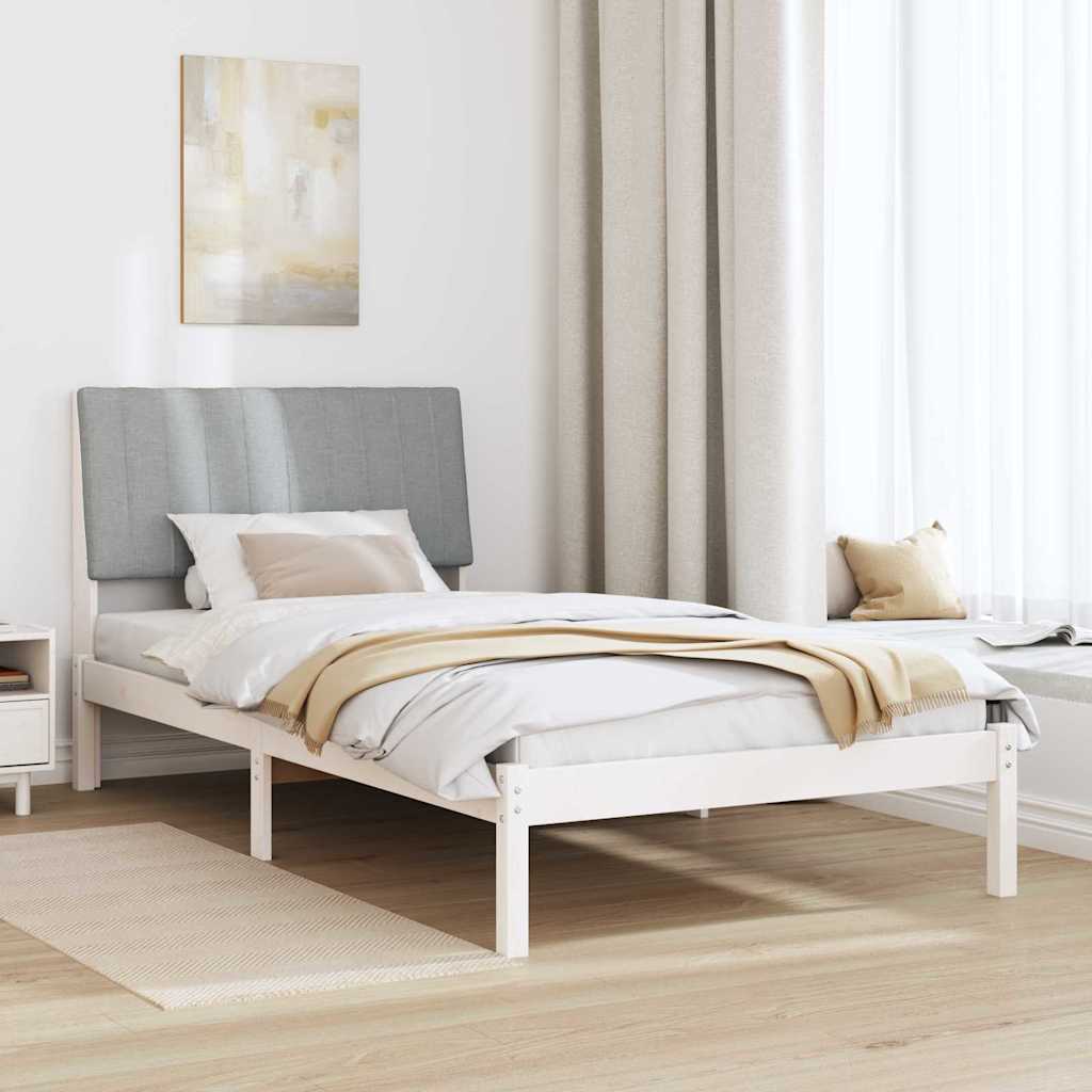 vidaXL Ramka łóżka Z zagłówkiem Biały 100 x 200 cm Lite drewno sosnowe