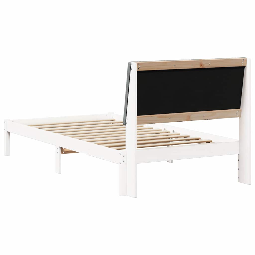 vidaXL Ramka łóżka Z zagłówkiem Biały 100 x 200 cm Lite drewno sosnowe