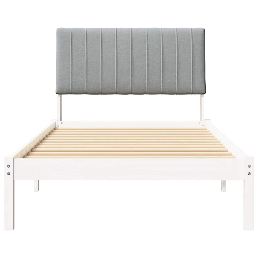 vidaXL Ramka łóżka Z zagłówkiem Biały 100 x 200 cm Lite drewno sosnowe