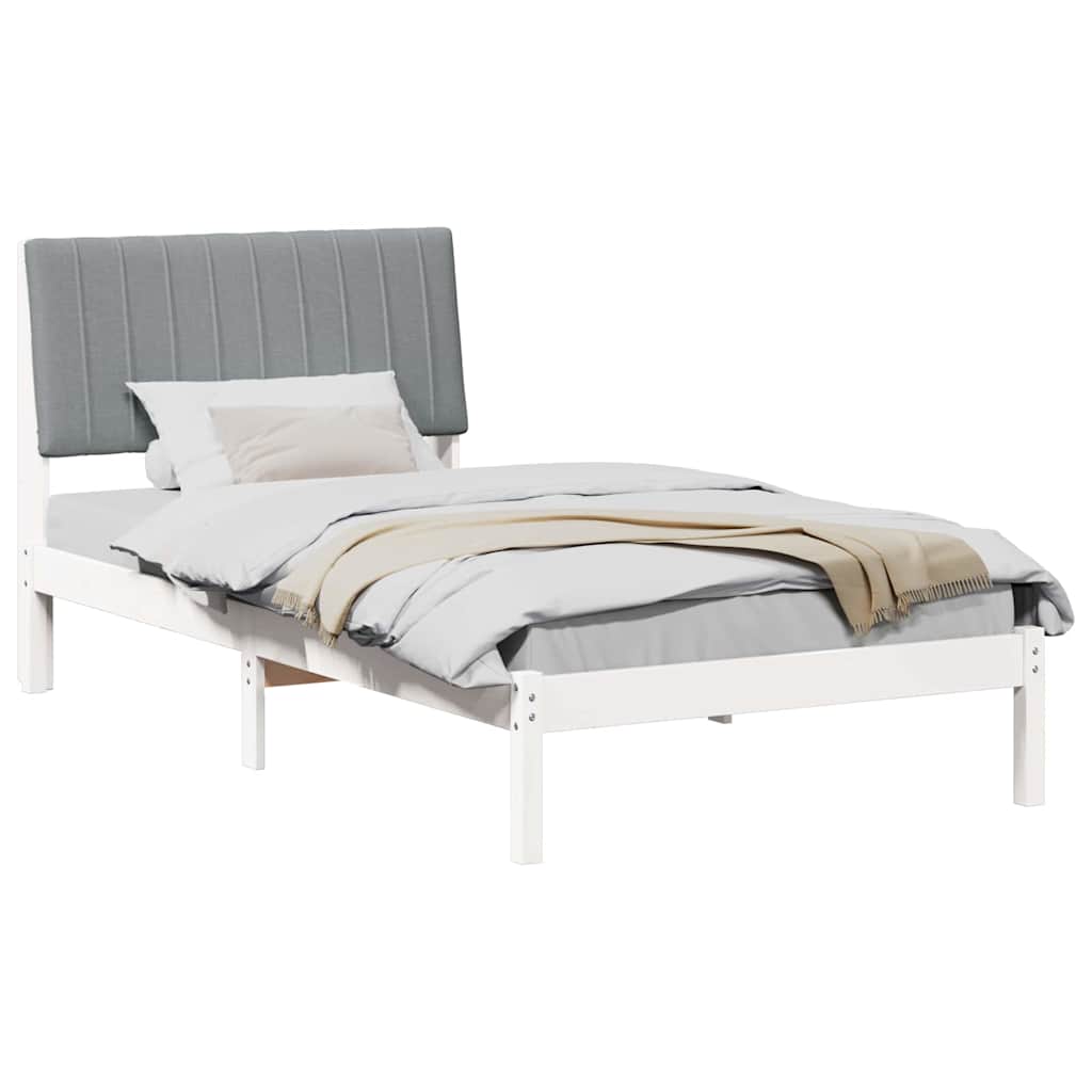 vidaXL Ramka łóżka Z zagłówkiem Biały 100 x 200 cm Lite drewno sosnowe