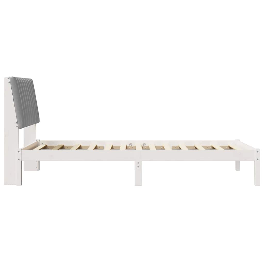 vidaXL Ramka łóżka Z zagłówkiem Biały 100 x 200 cm Lite drewno sosnowe