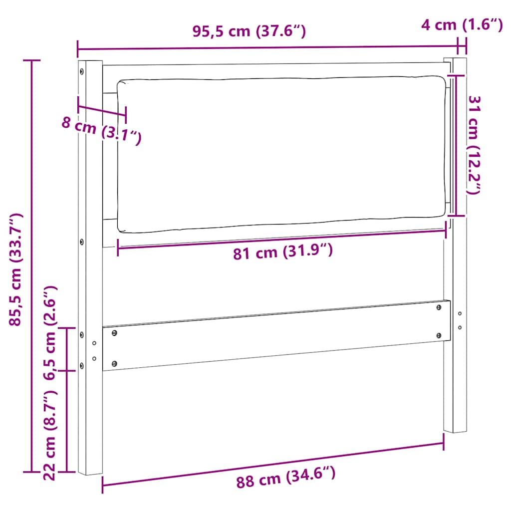 vidaXL Zagłówek Inny Biały 90 cm Lite drewno sosnowe