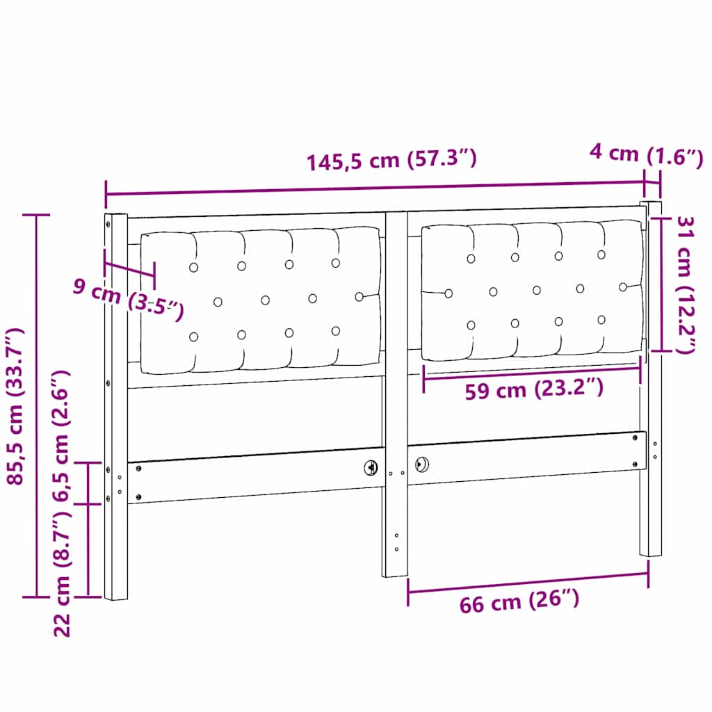 vidaXL Zagłówek Inny brązowy i ciemnoszary 140 cm Lite drewno sosnowe