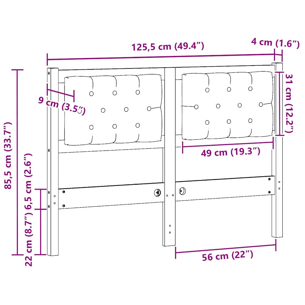 vidaXL Zagłówek Inny brązowo-czarny 120 cm Lite drewno sosnowe