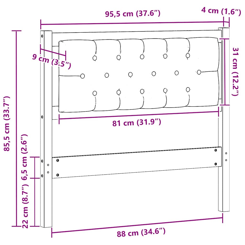 vidaXL Zagłówek Inny Brązowy i taupe 90 cm Lite drewno sosnowe