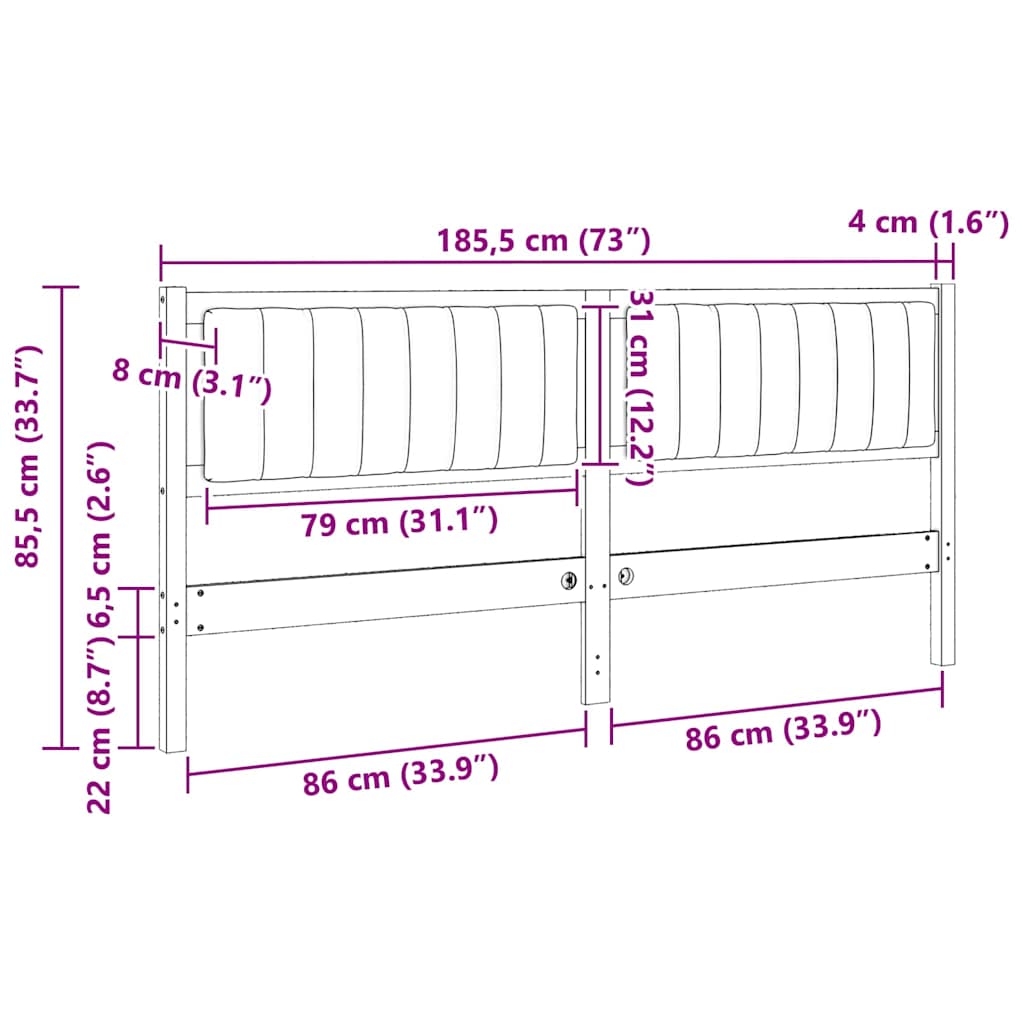 vidaXL Tapicerowane wezgłowie Brązowy 180 cm Lite drewno sosnowe