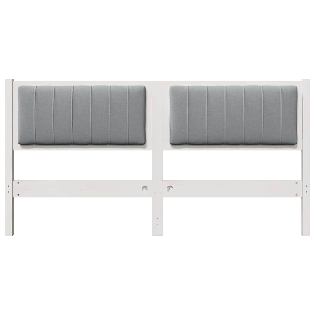 vidaXL Tapicerowane wezgłowie Biały 160 cm Lite drewno sosnowe
