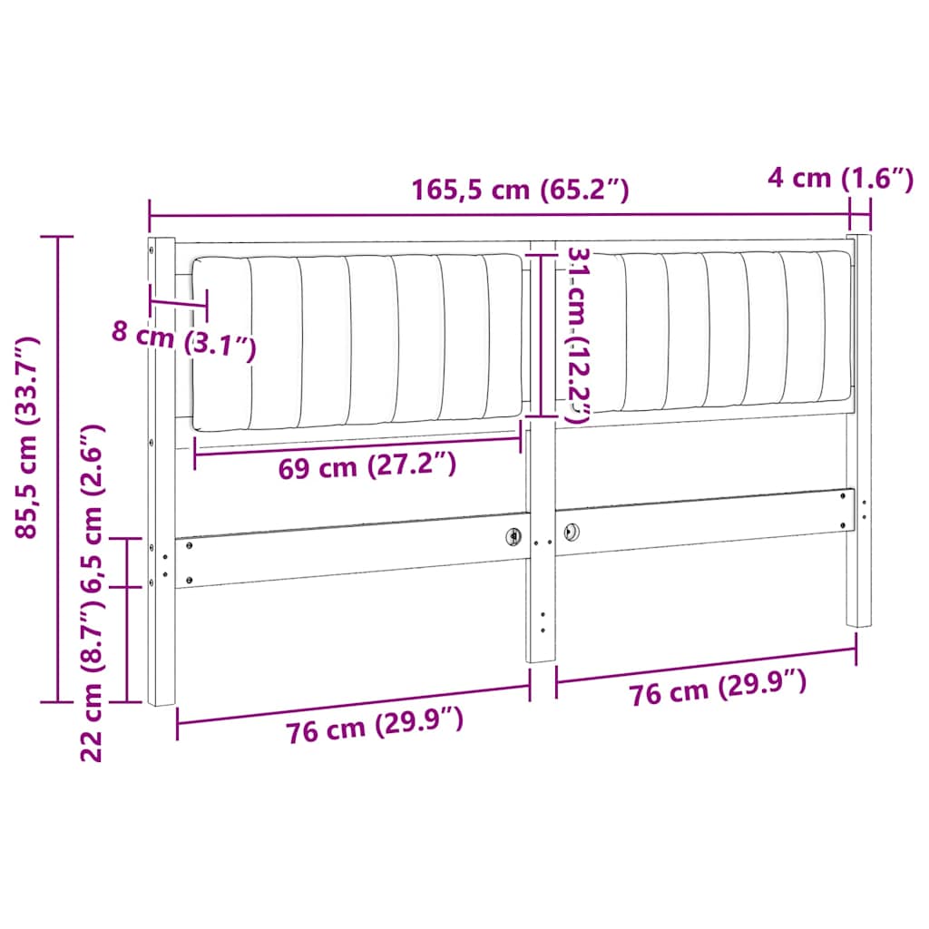 vidaXL Tapicerowane wezgłowie Biały 160 cm Lite drewno sosnowe