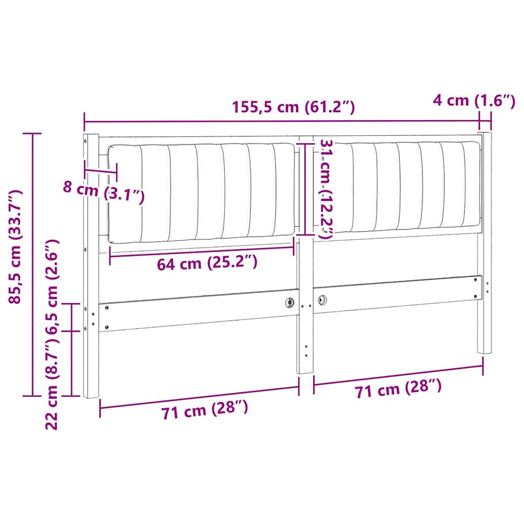 vidaXL Tapicerowane wezgłowie Brązowy 150 cm Lite drewno sosnowe