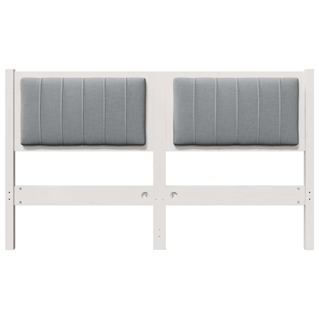 vidaXL Tapicerowane wezgłowie Biały 140 cm Lite drewno sosnowe