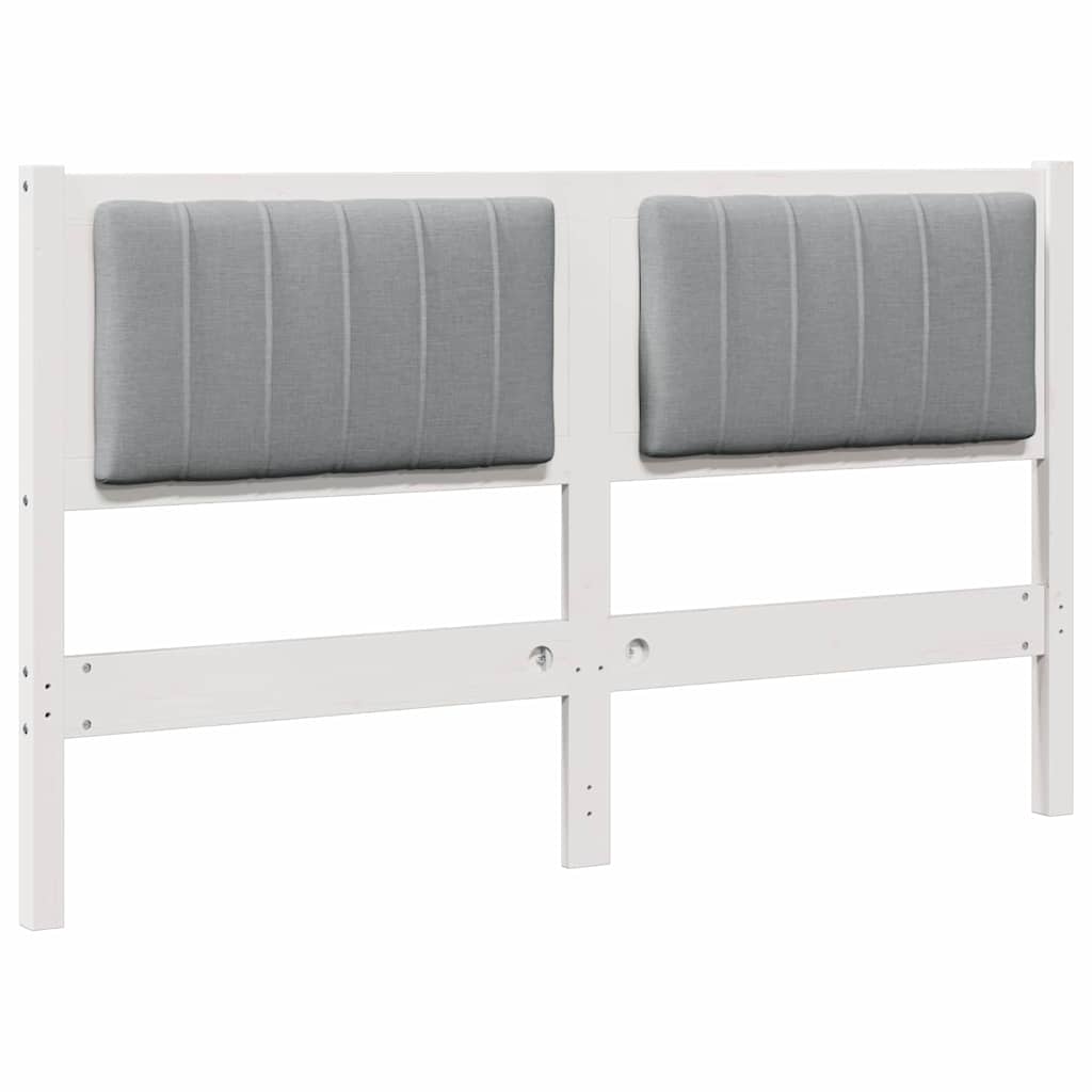 vidaXL Tapicerowane wezgłowie Biały 135 cm Lite drewno sosnowe