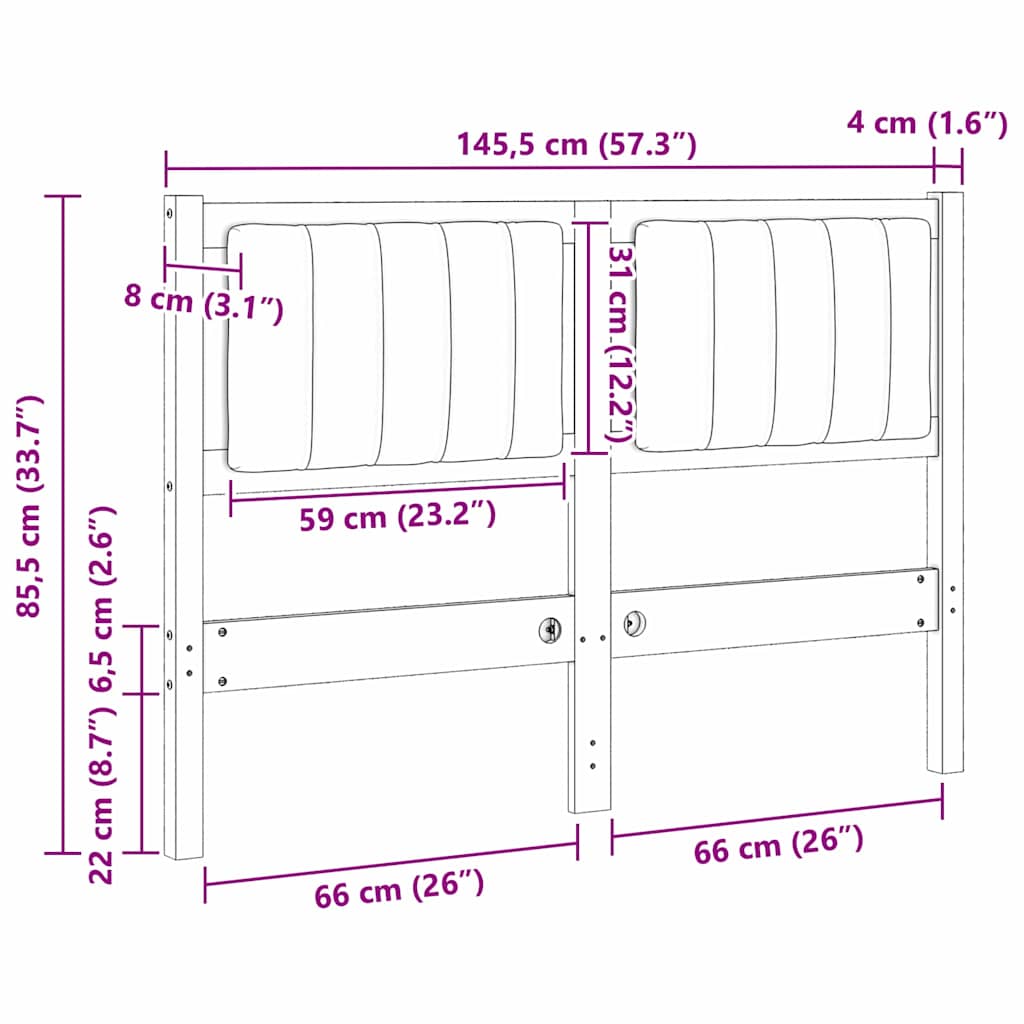 vidaXL Tapicerowane wezgłowie Brązowy 120 cm Lite drewno sosnowe