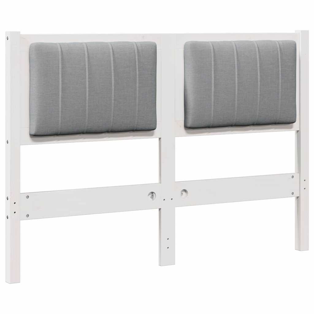 vidaXL Tapicerowane wezgłowie Biały 120 cm Lite drewno sosnowe