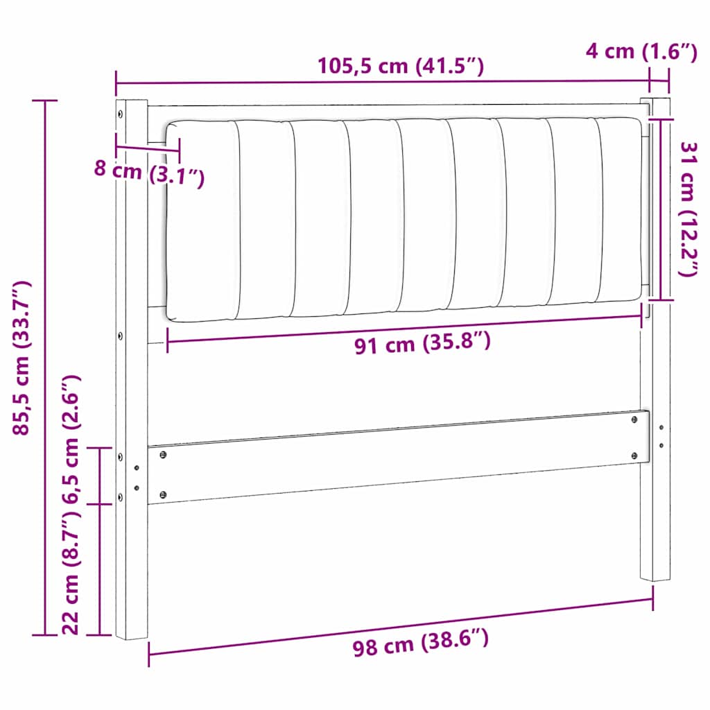 vidaXL Tapicerowane wezgłowie Brązowy 100 cm Lite drewno sosnowe