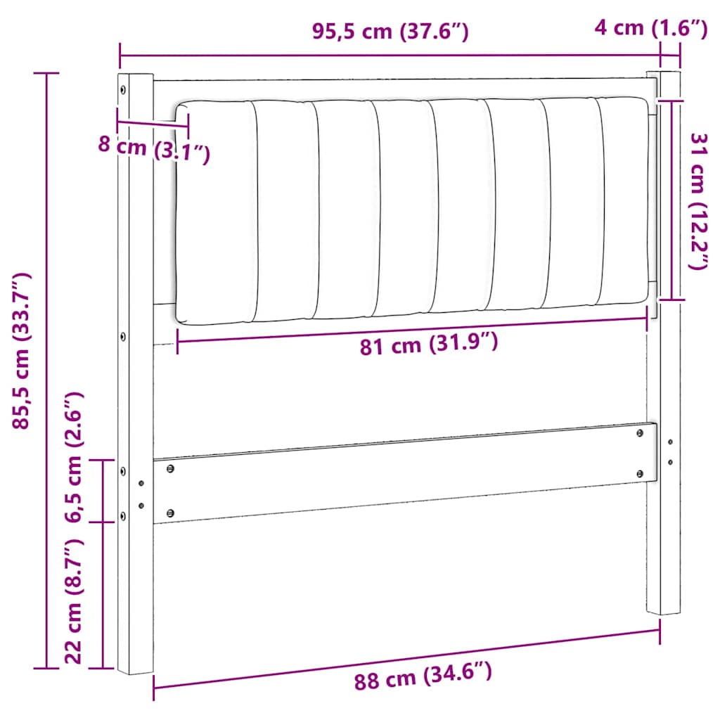 vidaXL Tapicerowane wezgłowie Brązowy 90 cm Lite drewno sosnowe