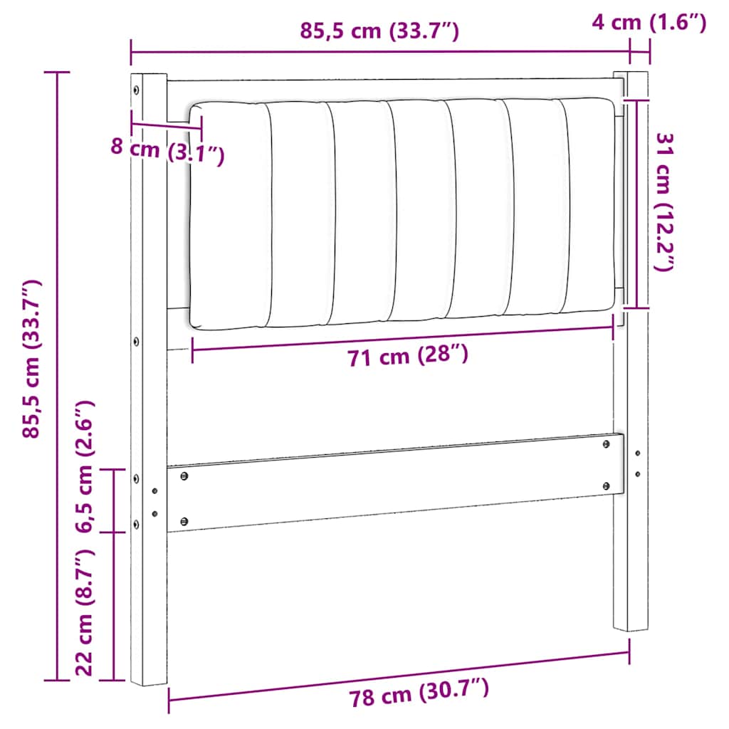 vidaXL Tapicerowane wezgłowie Brązowy 80 cm Lite drewno sosnowe