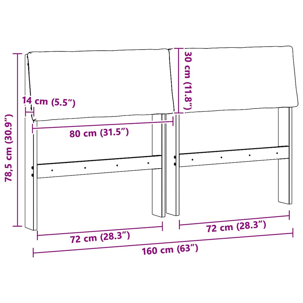 vidaXL Tapicerowane wezgłowie Czarny 160 cm Lite drewno sosnowe