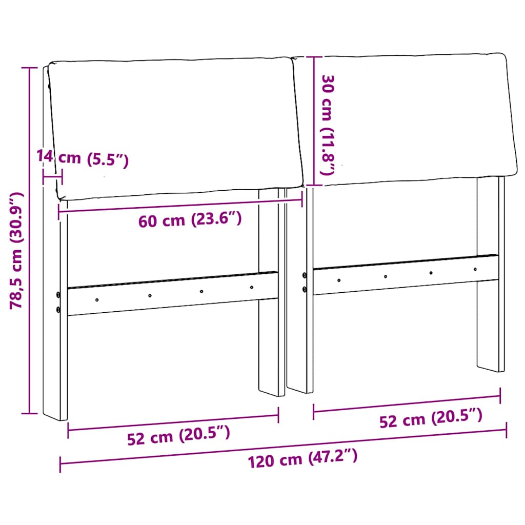 vidaXL Tapicerowane wezgłowie Ciemnoszary 120 cm Lite drewno sosnowe