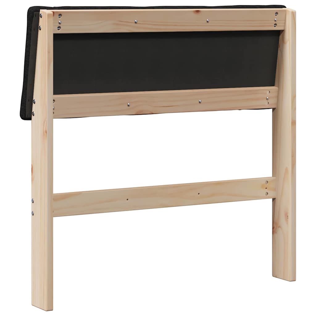 vidaXL Tapicerowane wezgłowie Czarny 75 cm Lite drewno sosnowe
