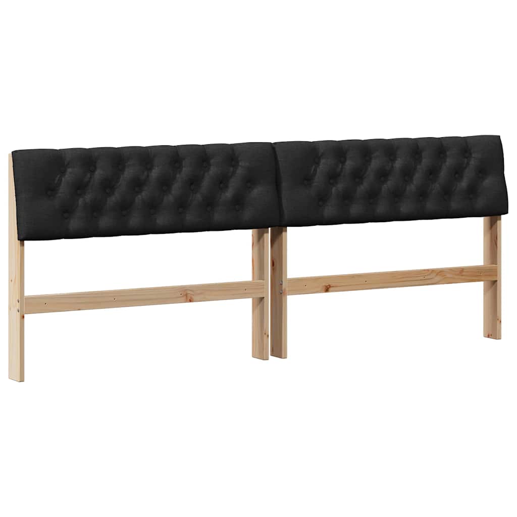 vidaXL Tapicerowane wezgłowie Czarny 200 cm Lite drewno sosnowe