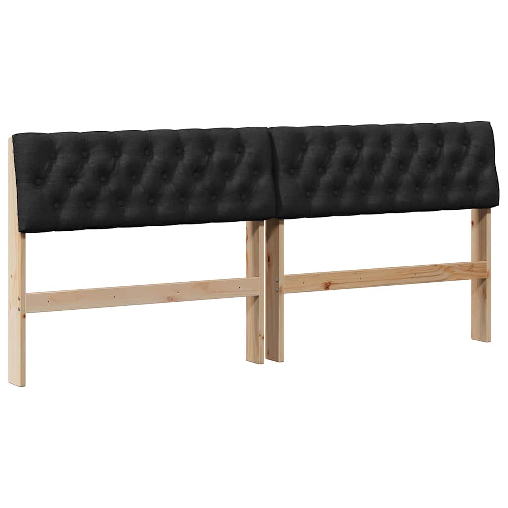 vidaXL Tapicerowane wezgłowie Czarny 180 cm Lite drewno sosnowe