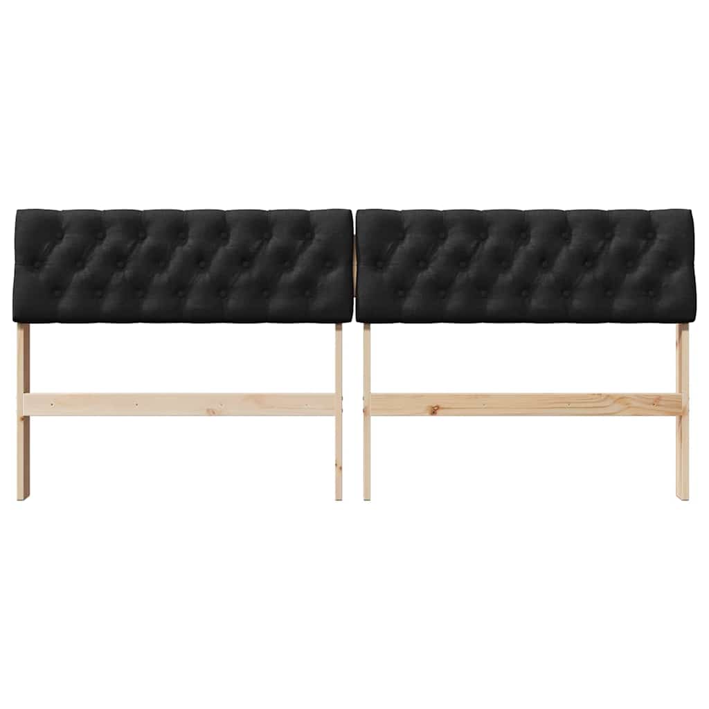 vidaXL Tapicerowane wezgłowie Czarny 180 cm Lite drewno sosnowe