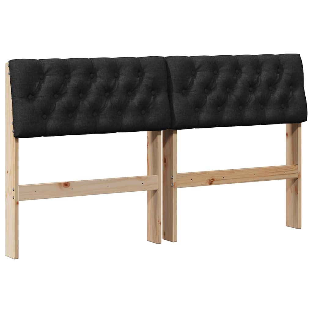 vidaXL Tapicerowane wezgłowie Czarny 150 cm Lite drewno sosnowe