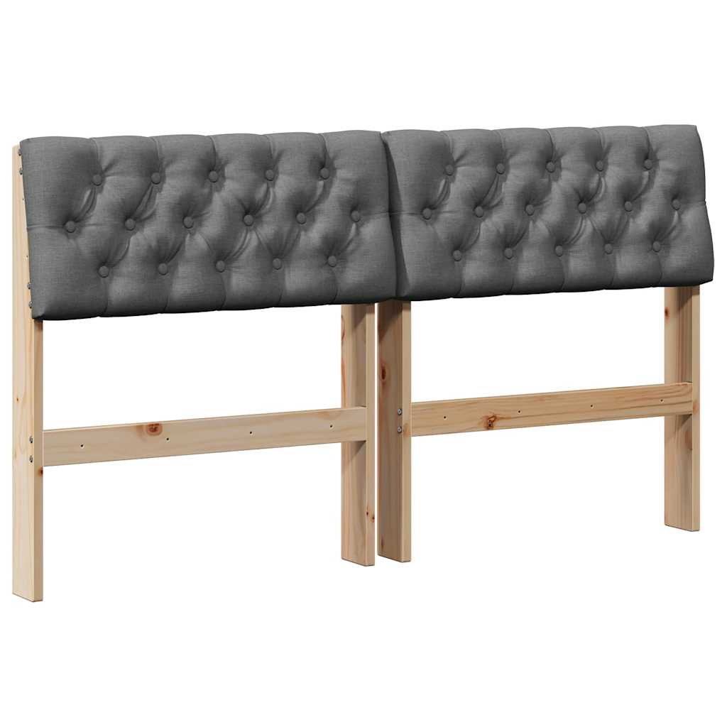 vidaXL Tapicerowane wezgłowie Ciemnoszary 135 cm Lite drewno sosnowe
