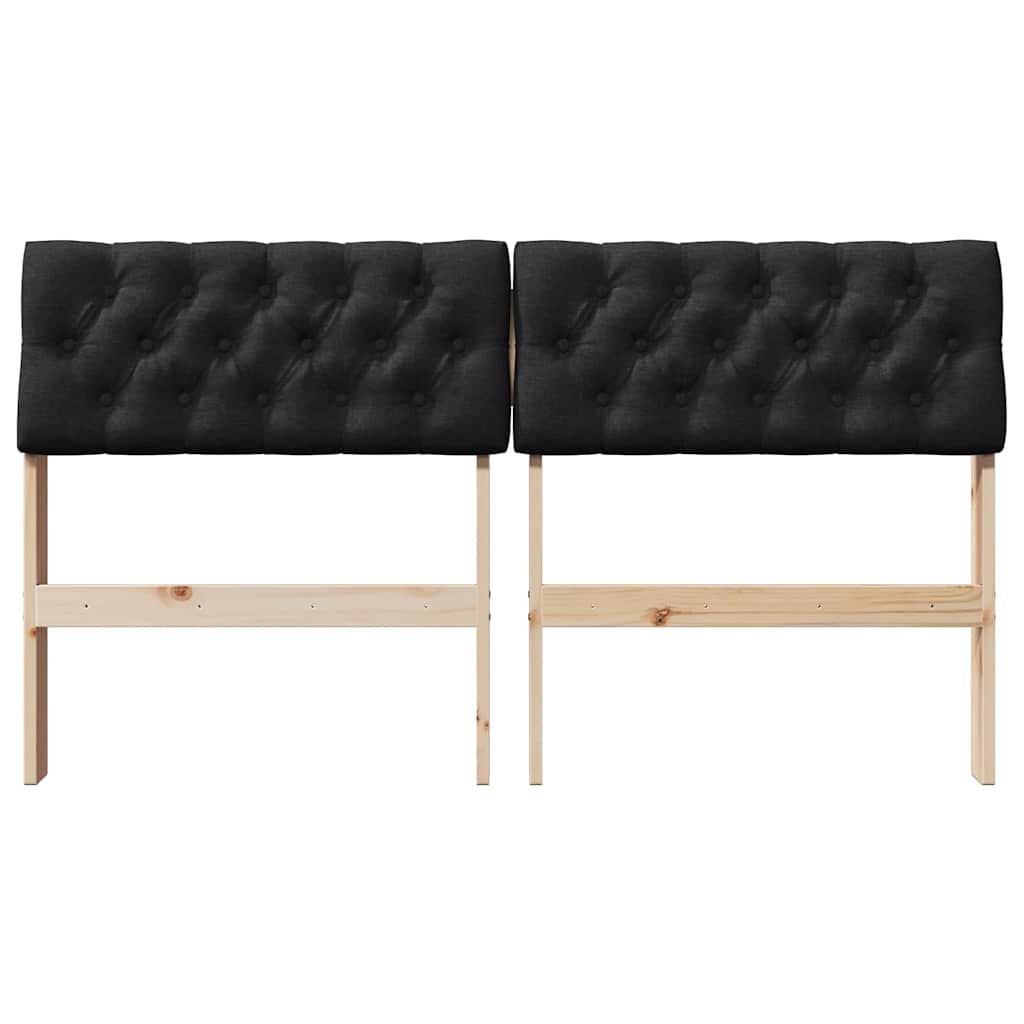 vidaXL Tapicerowane wezgłowie Czarny 135 cm Lite drewno sosnowe