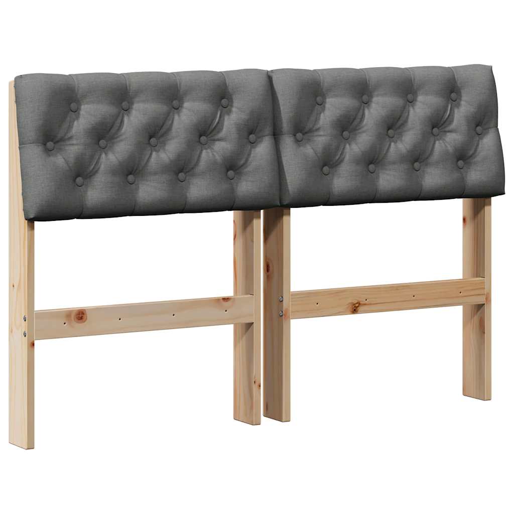 vidaXL Tapicerowane wezgłowie Ciemnoszary 120 cm Lite drewno sosnowe