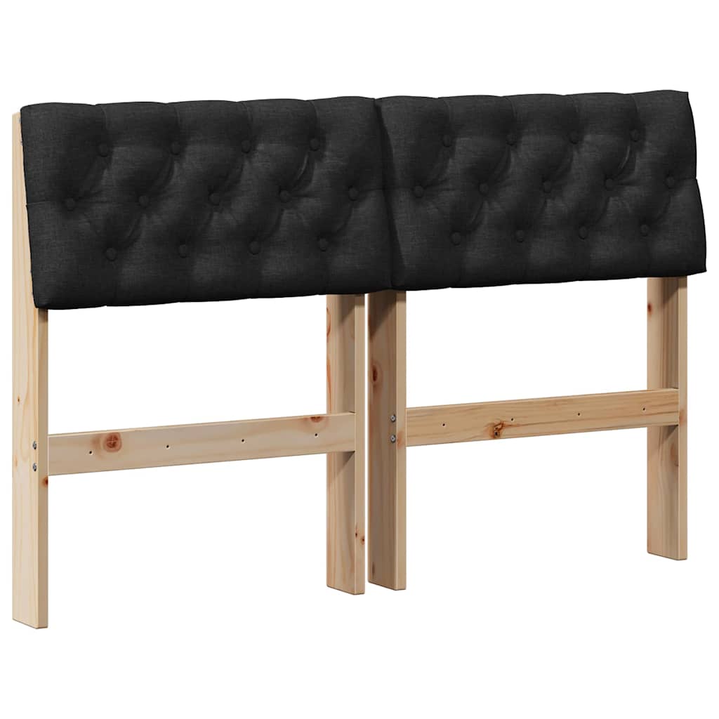 vidaXL Tapicerowane wezgłowie Czarny 120 cm Lite drewno sosnowe