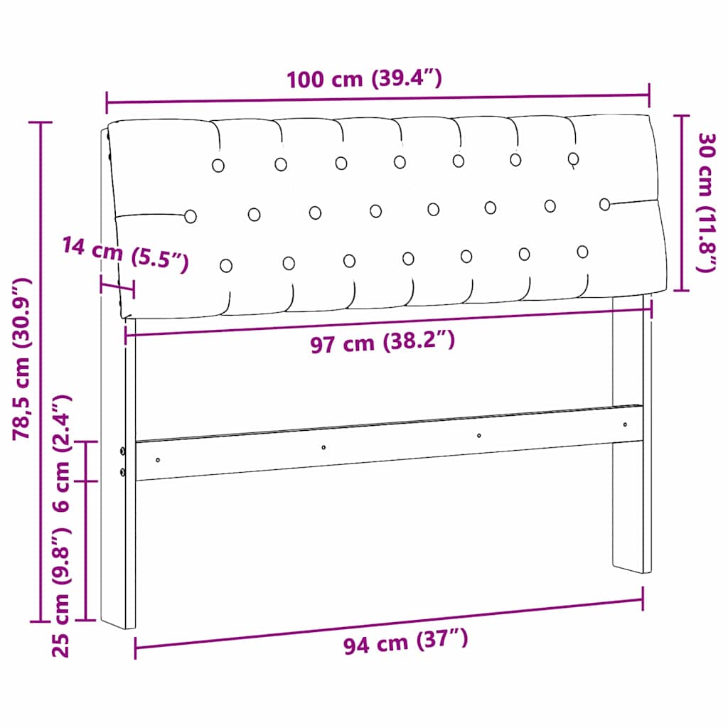 vidaXL Tapicerowane wezgłowie Ciemnoszary 100 cm Lite drewno sosnowe