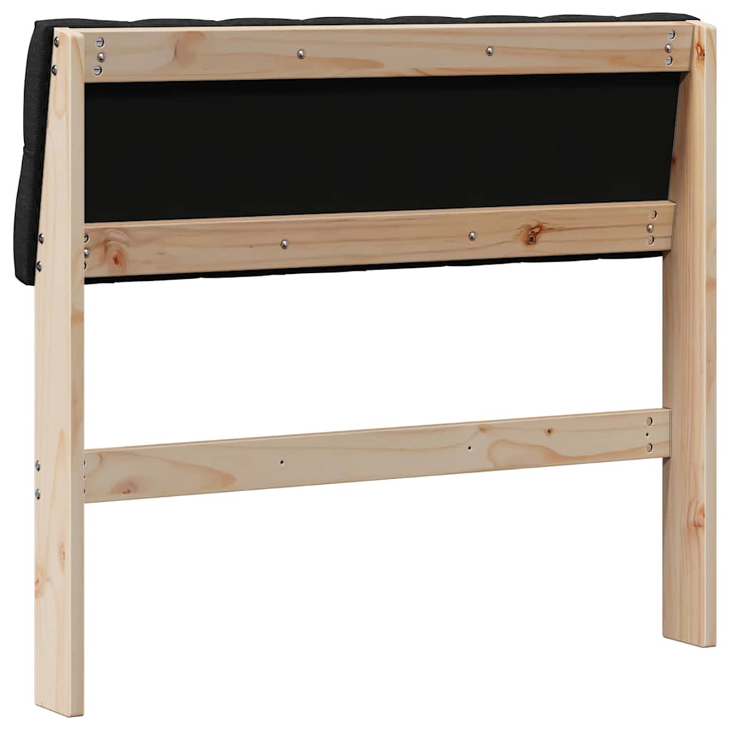 vidaXL Tapicerowane wezgłowie Czarny 90 cm Lite drewno sosnowe