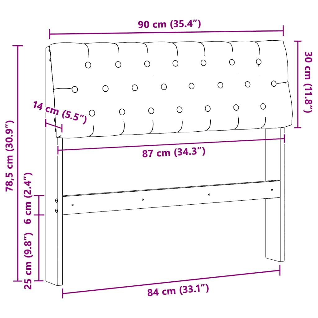 vidaXL Tapicerowane wezgłowie Czarny 90 cm Lite drewno sosnowe