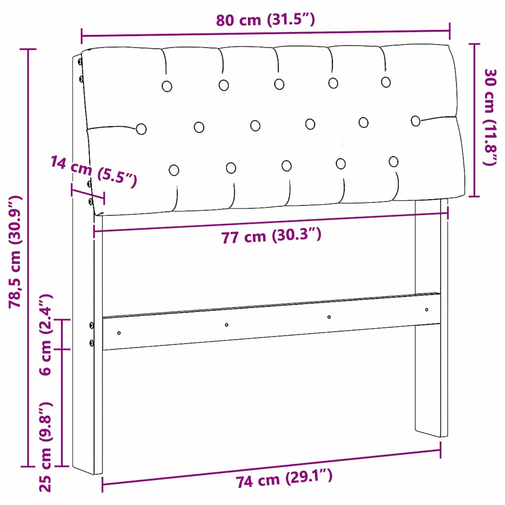 vidaXL Tapicerowane wezgłowie Ciemnoszary 80 cm Lite drewno sosnowe