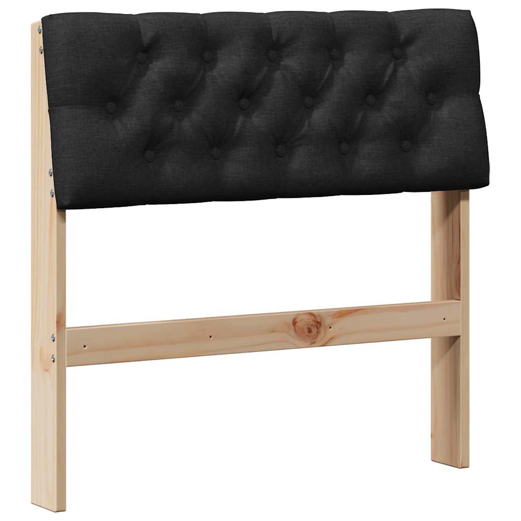 vidaXL Tapicerowane wezgłowie Czarny 75 cm Lite drewno sosnowe