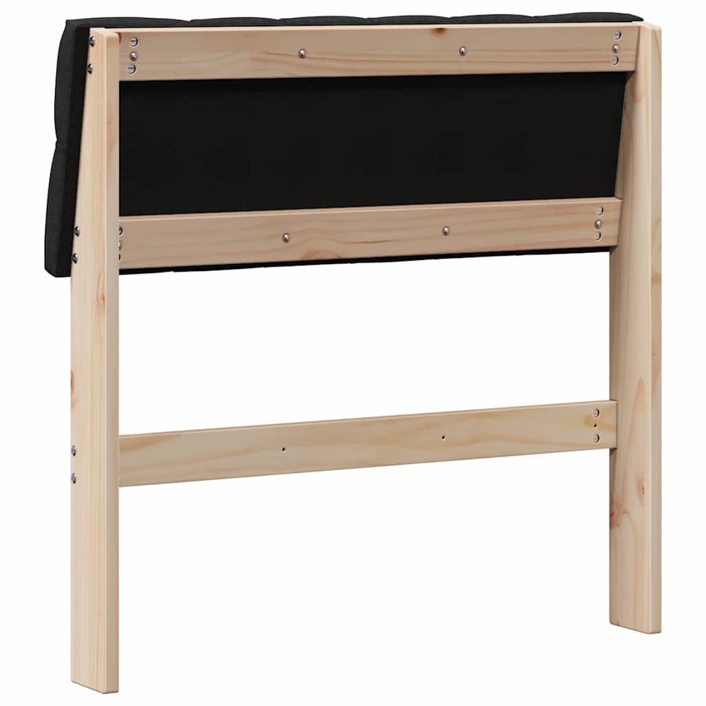 vidaXL Tapicerowane wezgłowie Czarny 75 cm Lite drewno sosnowe
