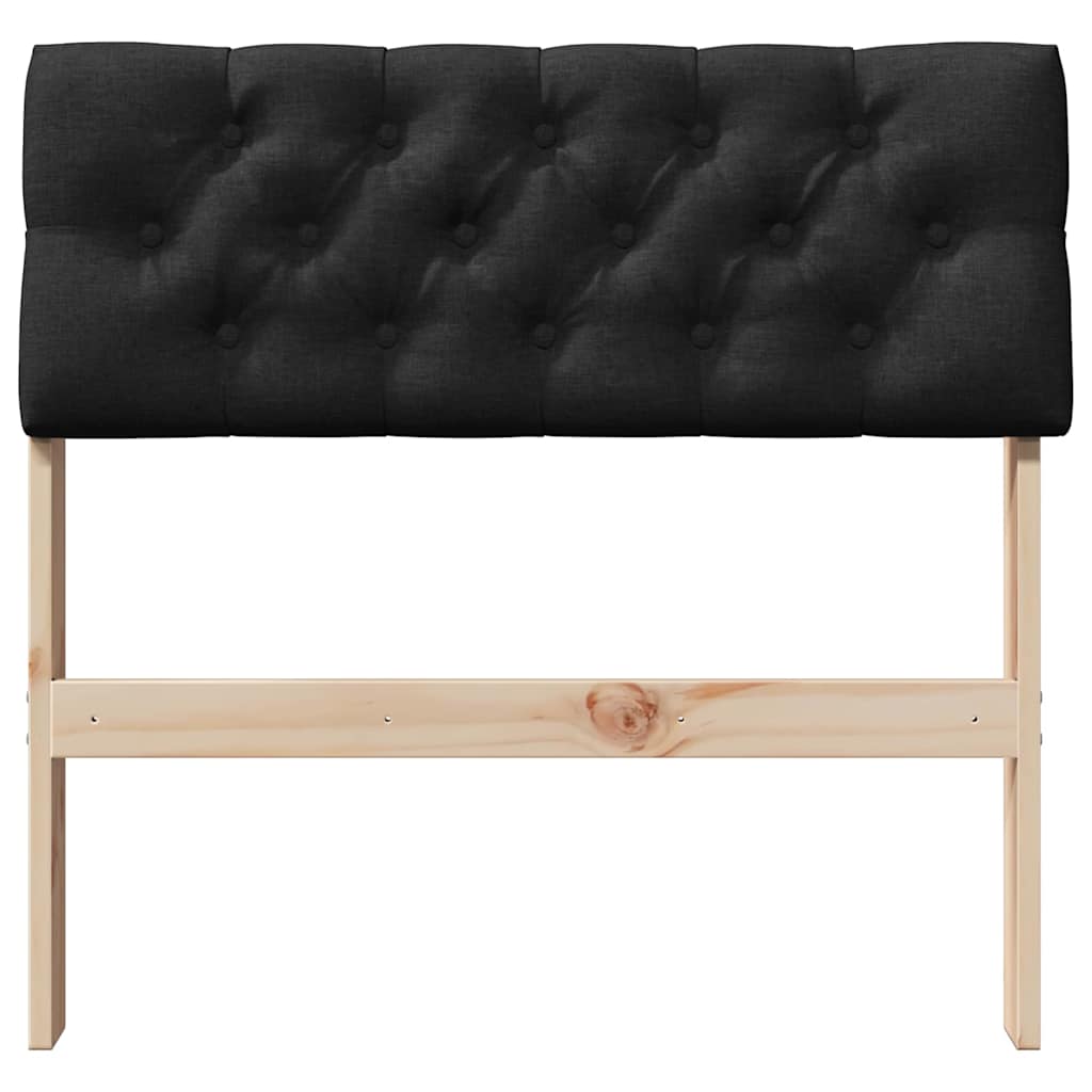 vidaXL Tapicerowane wezgłowie Czarny 75 cm Lite drewno sosnowe