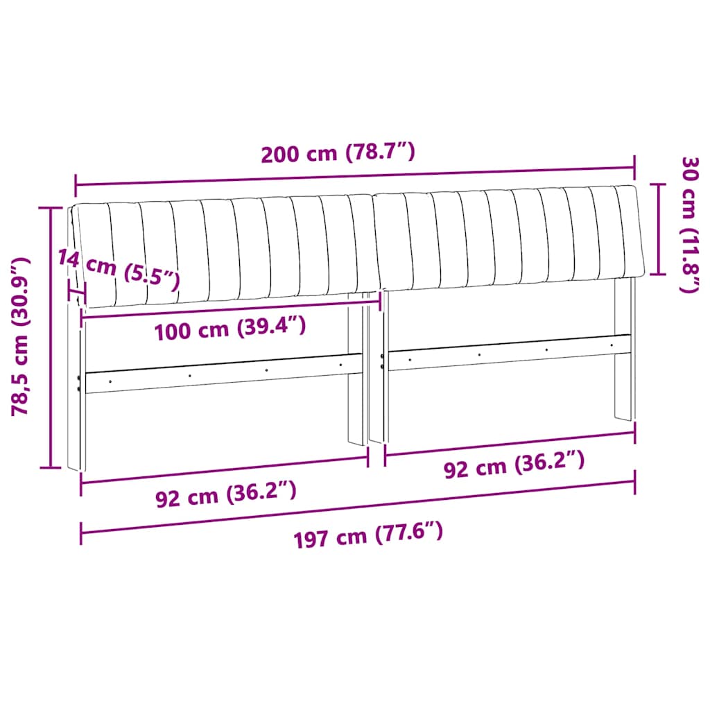 vidaXL Tapicerowane wezgłowie Ciemnoszary 200 cm Lite drewno sosnowe