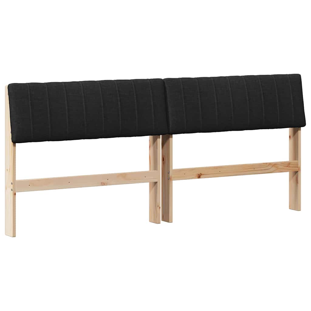 vidaXL Tapicerowane wezgłowie Czarny 180 cm Lite drewno sosnowe