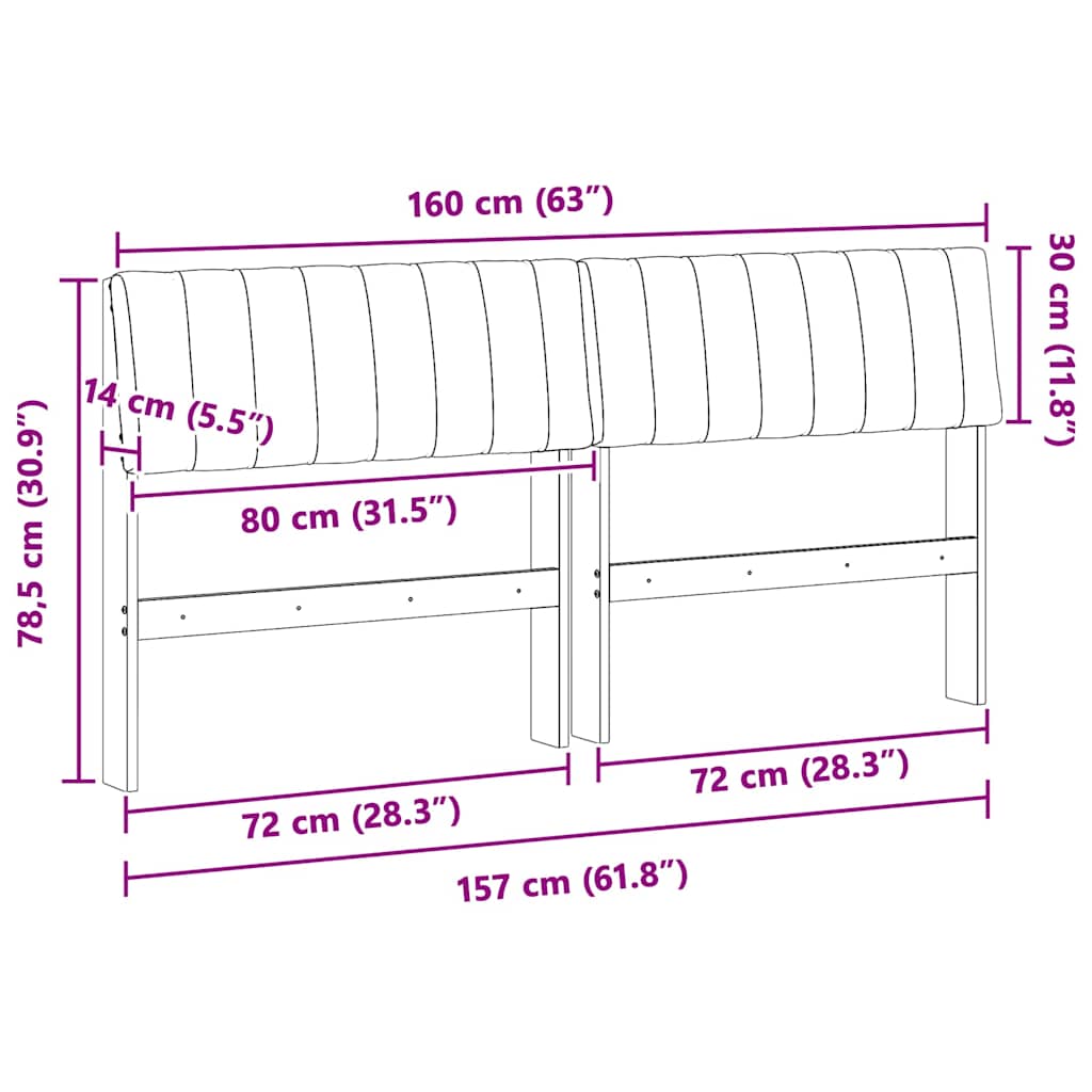 vidaXL Tapicerowane wezgłowie Czarny 160 cm Lite drewno sosnowe