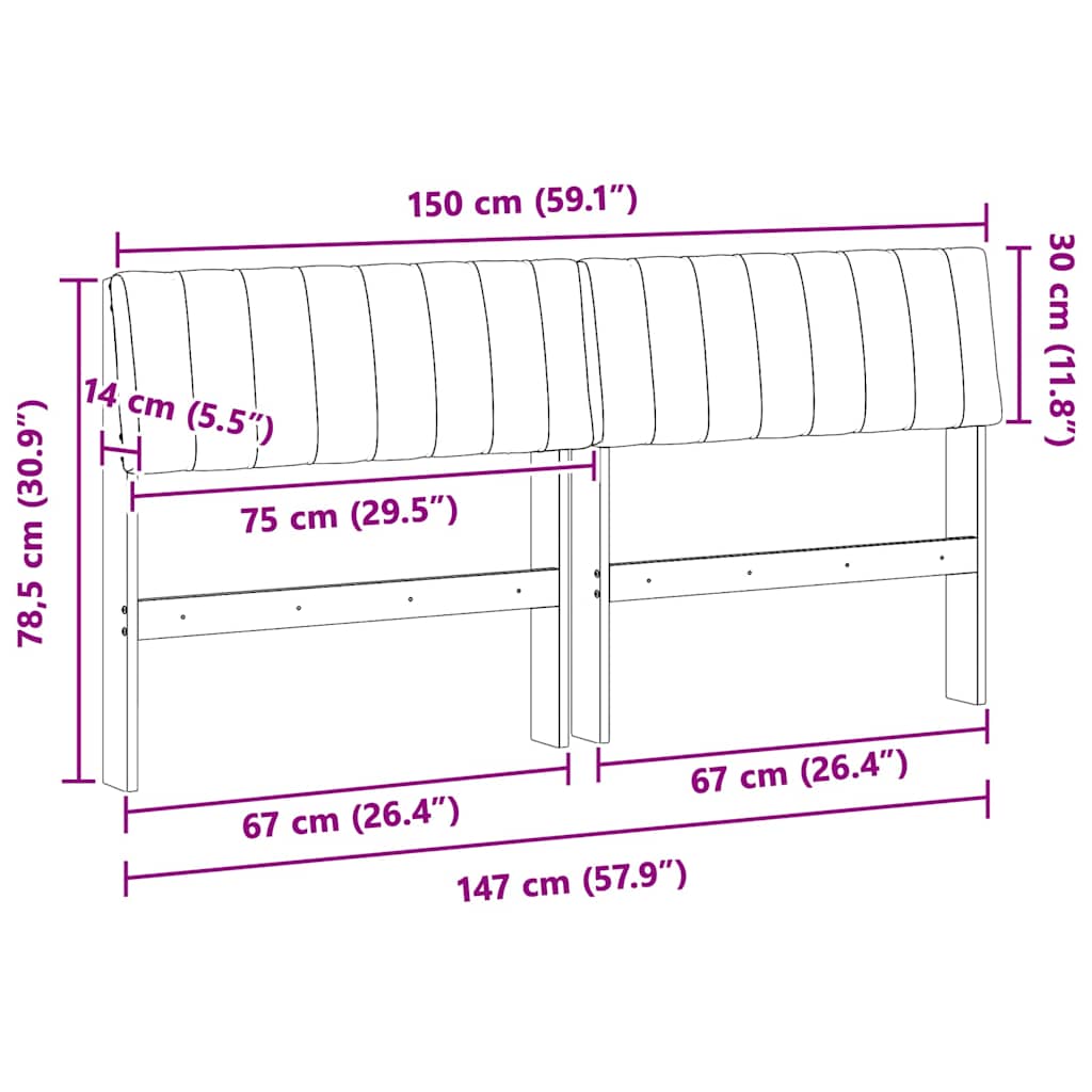 vidaXL Tapicerowane wezgłowie Jasnoszary 150 cm Lite drewno sosnowe