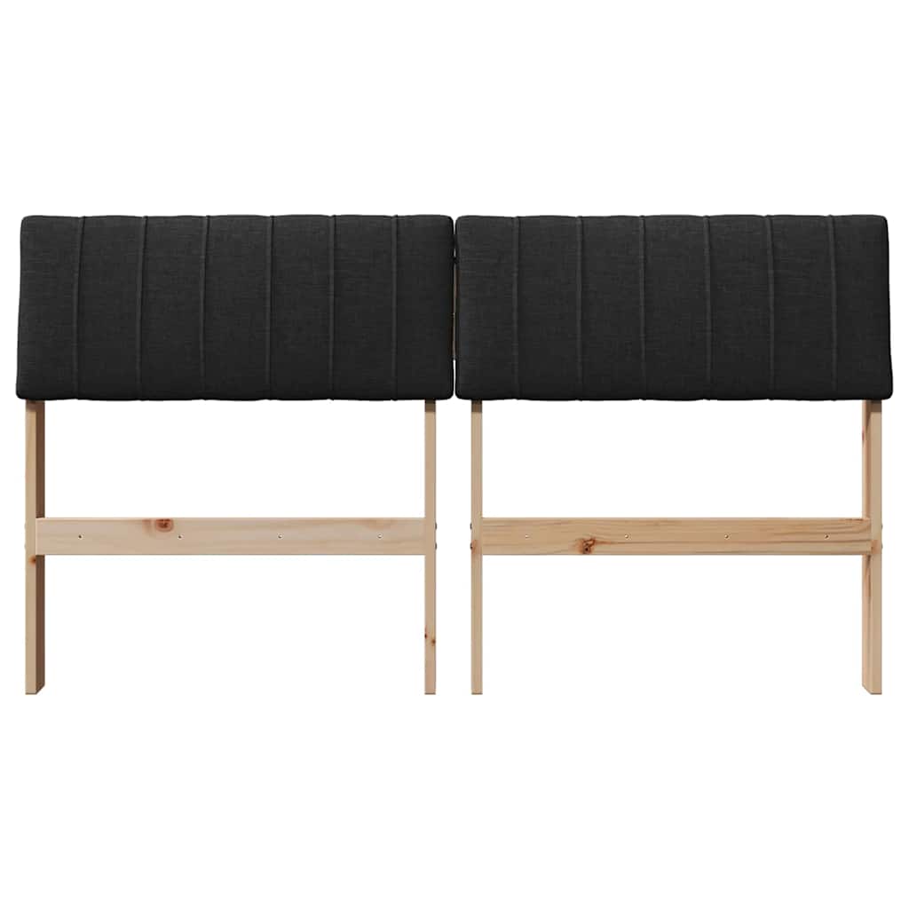 vidaXL Tapicerowane wezgłowie Czarny 140 cm Lite drewno sosnowe