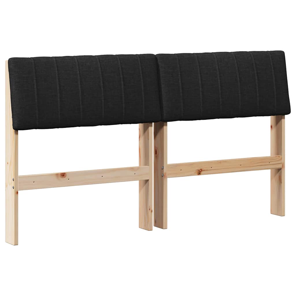 vidaXL Tapicerowane wezgłowie Czarny 135 cm Lite drewno sosnowe