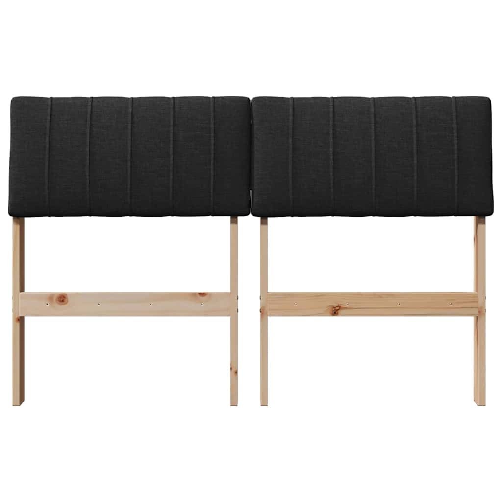 vidaXL Tapicerowane wezgłowie Czarny 120 cm Lite drewno sosnowe
