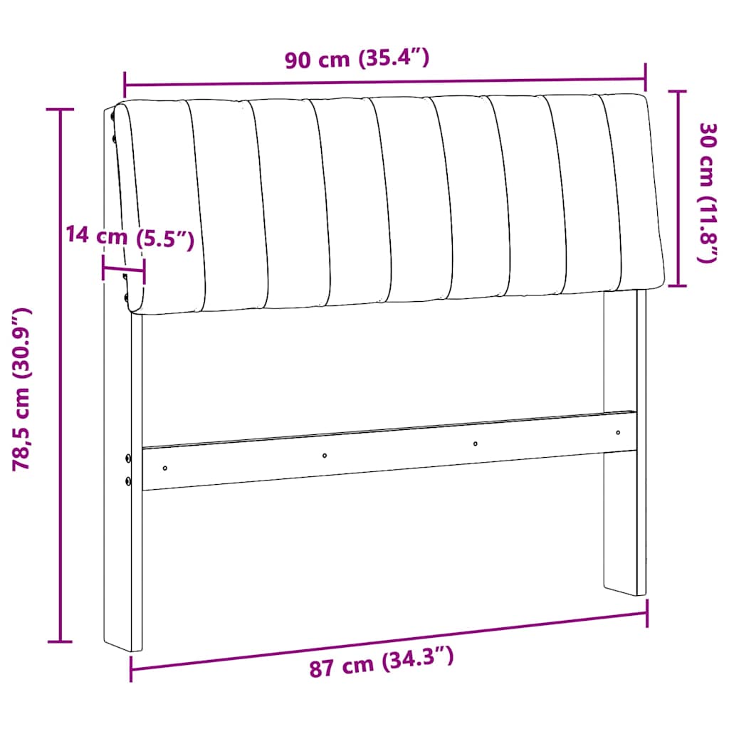 vidaXL Tapicerowane wezgłowie Ciemnoszary 90 cm Lite drewno sosnowe