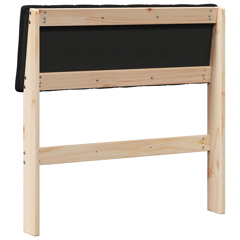 vidaXL Tapicerowane wezgłowie Czarny 75 cm Lite drewno sosnowe