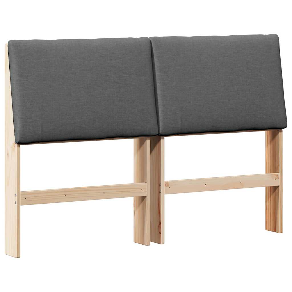 vidaXL Tapicerowane wezgłowie Ciemnoszary 140 cm Lite drewno sosnowe